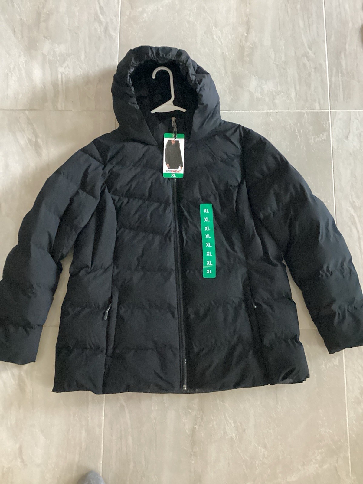 Women’s 32 DEGREES Heat Puffer Jacket – XL Black Small Rip As shown