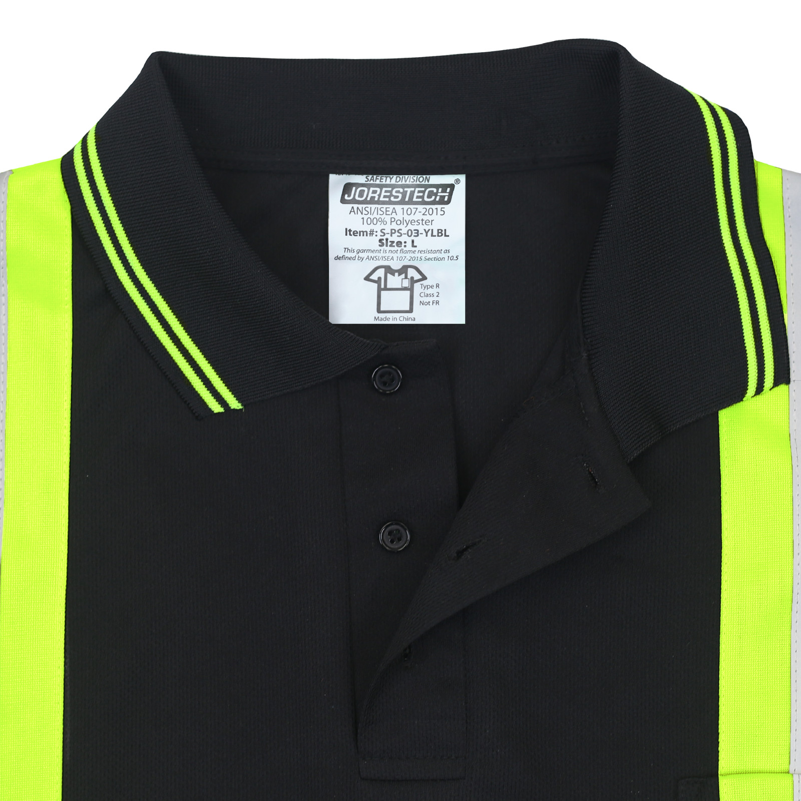 Hi-Vis Black Safety Workwear Short Sleeve Polo Shirt Two Tone Reflective Tape