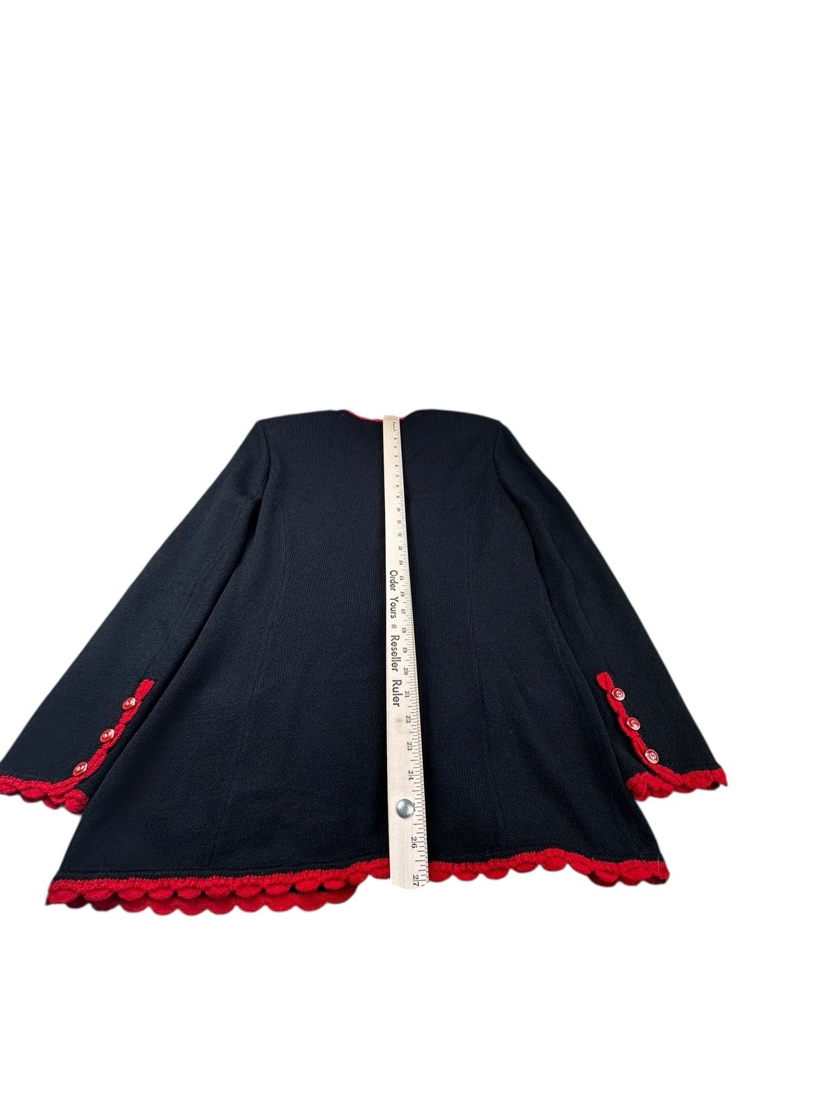 St. John Collection Black Knit Jacket Red Trim Santana Knit Women’s Small