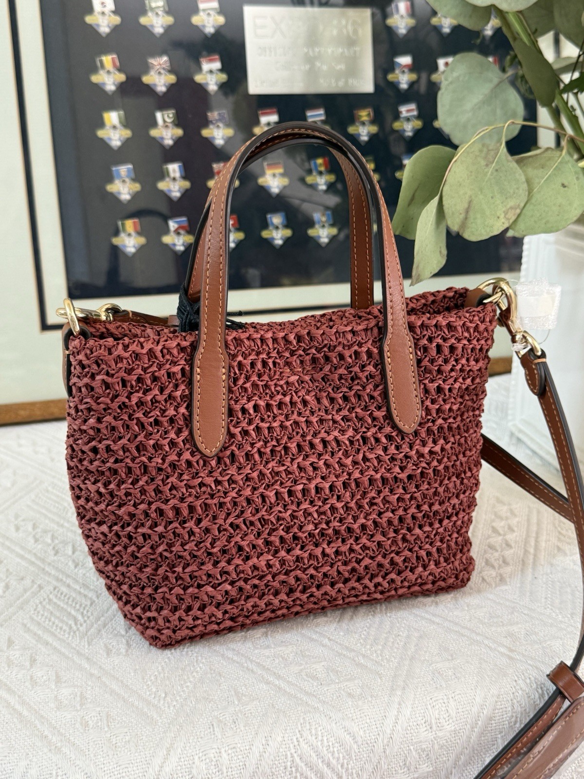 Coach CEU30 City Mini Tote Bag With Charms in straw/Gold/Russet new‼️