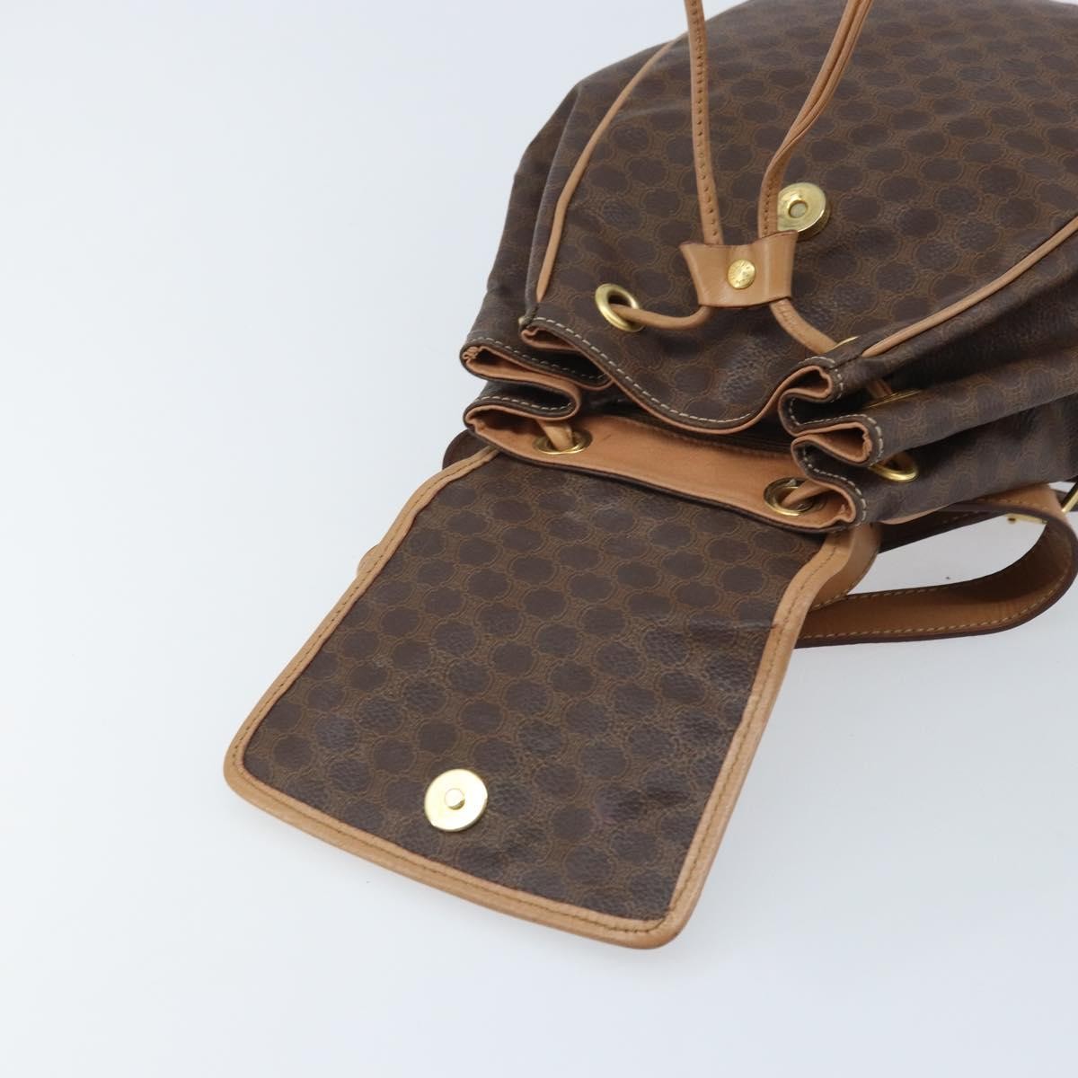 CELINE Macadam Canvas Backpack PVC Leather Brown Gold Auth SW2219