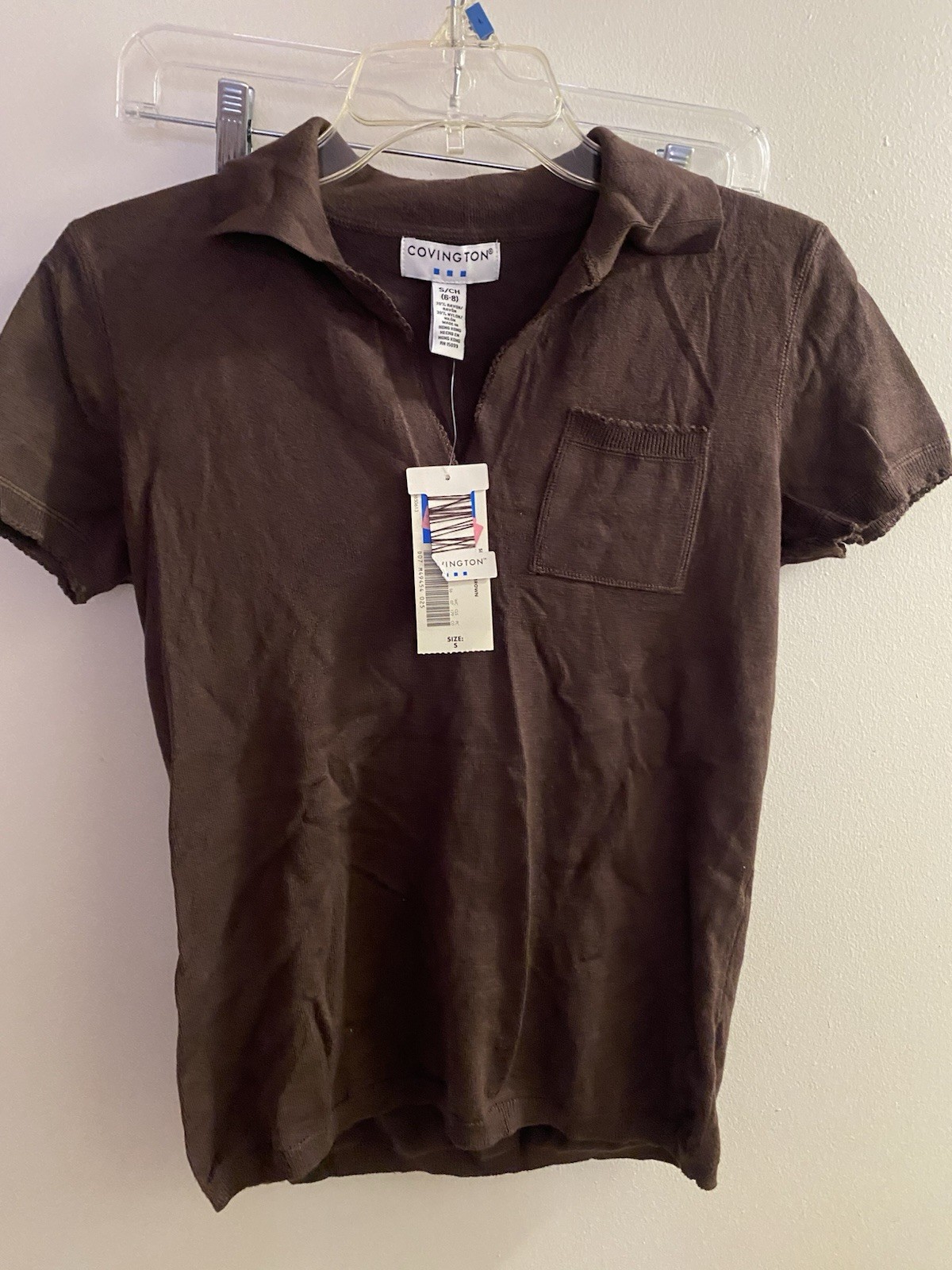 Covington Women’s Shirt Brown S Small 6 8 Collar & Pocket Bust 32” New NWT