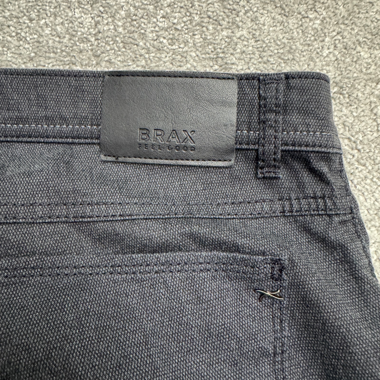 Brax Feel Good Style Cooper FA Woo Look Pants Mens 35×34 Dark Gray Straight Leg