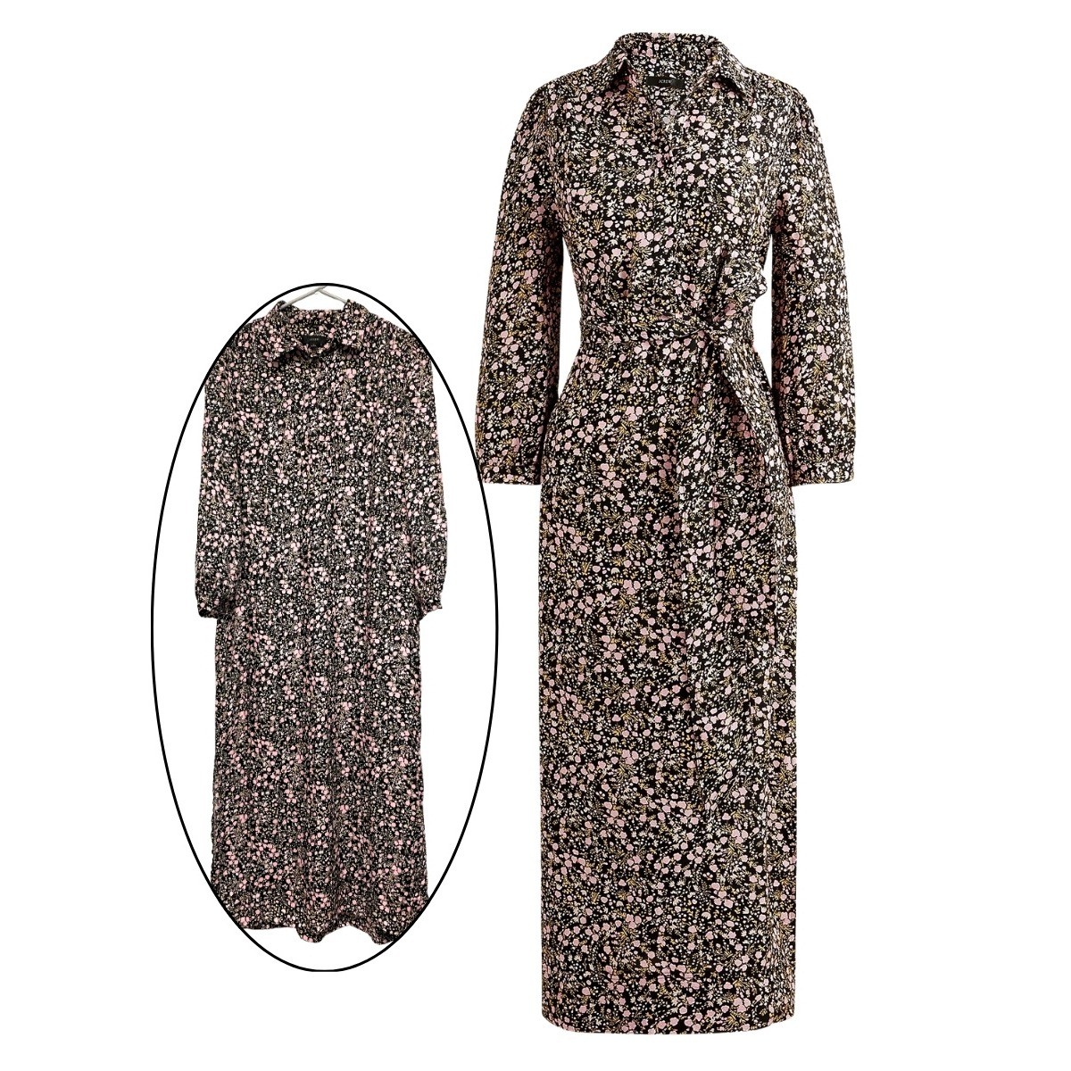 J. Crew Cupro Tie Waist Shirt Dress, Fall Garden Floral (Missing Belt) – Size 6