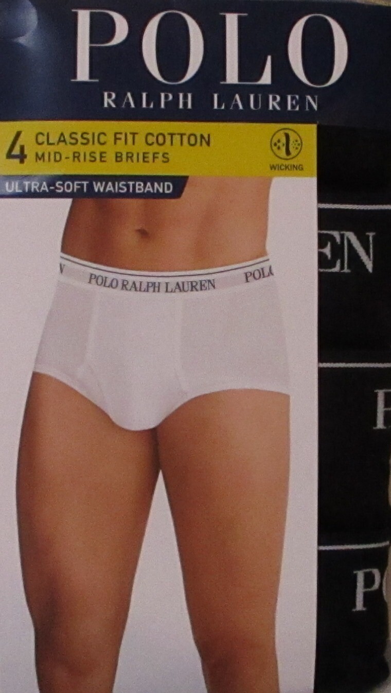4 RALPH LAUREN POLO COTTON MID RISE BRIEFS SIZES S M L XL BLACK WHITE GRAY NWT