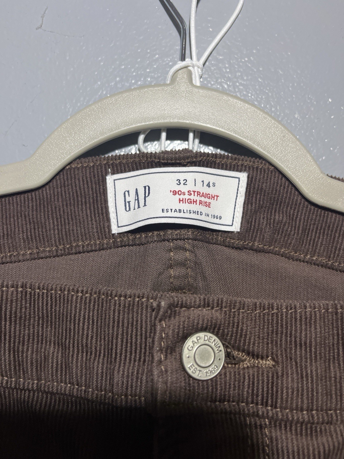 GAP High Rise 90s Straight Brown Corduroy Jeans 5-Pocket Cotton