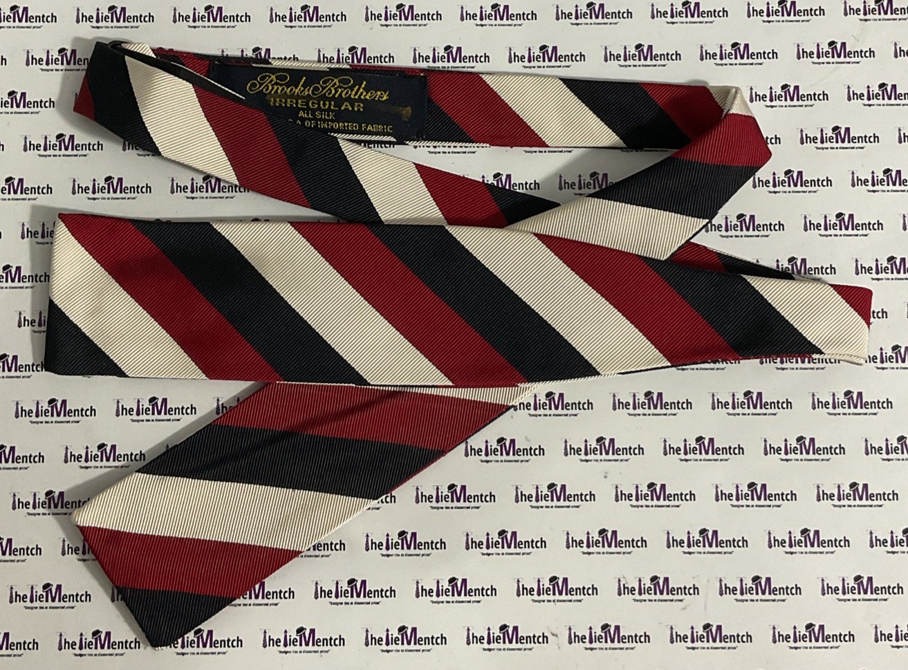BROOKS BROTHER Red/Black/White Striped Bow Tie With Square Ends(New-Minor Flaws)