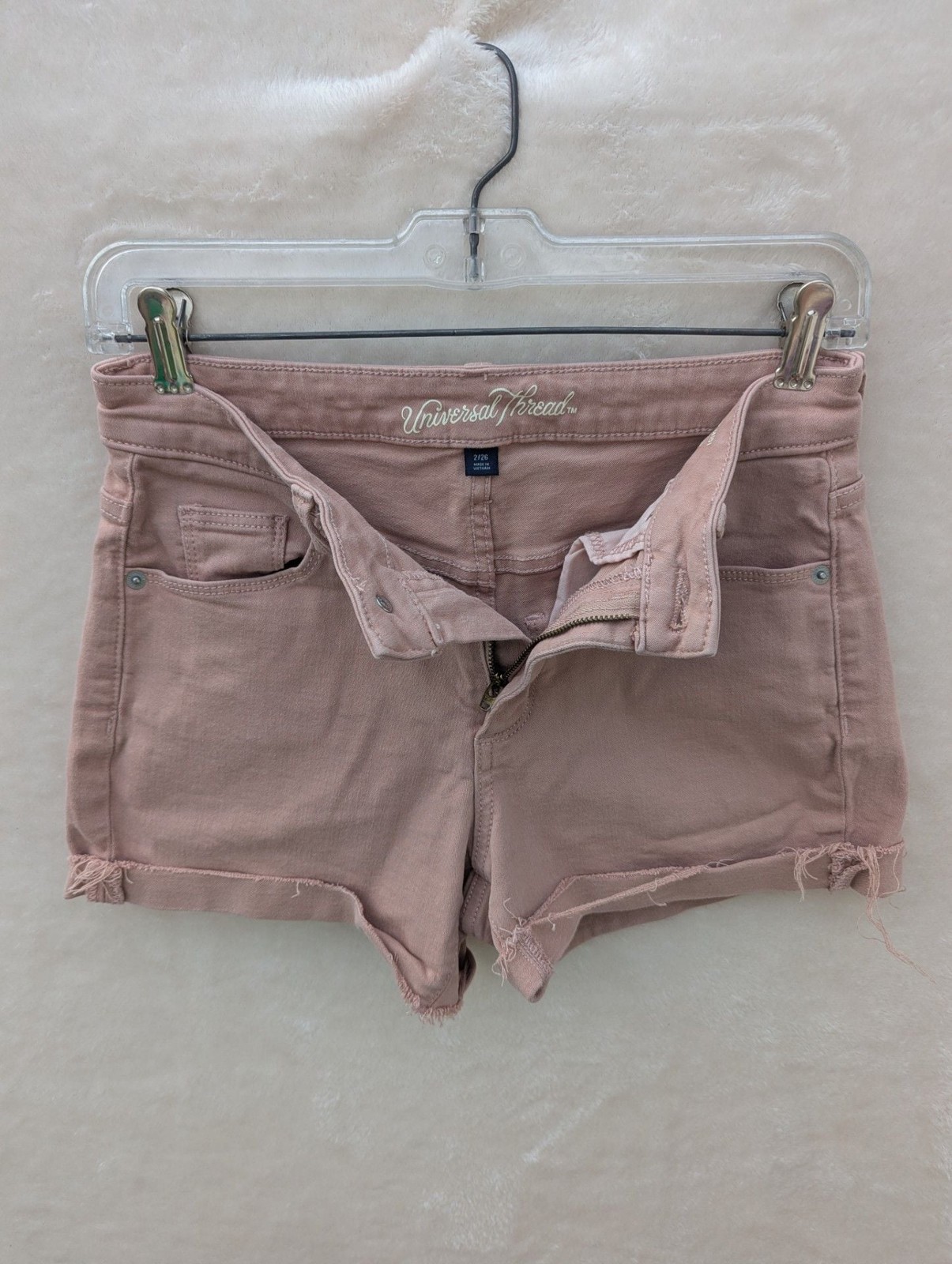 Universal Thread Rose Pink Raw Hem Denim Shorts