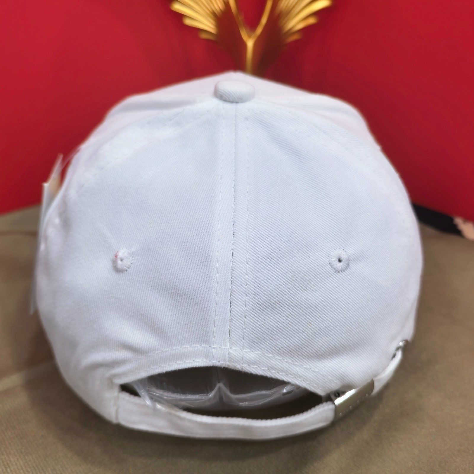 Balenciaga White Adjustable Baseball Cap with Black Brim