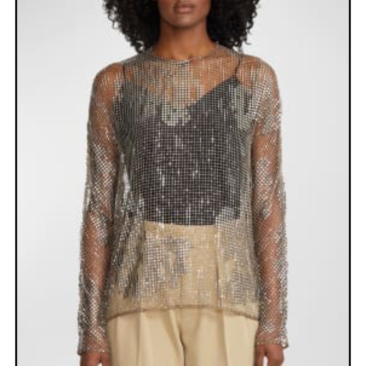 Ralph Lauren Purple Label Maritza Blouse Mesh Studs Rhinestones Womens 2 Italy