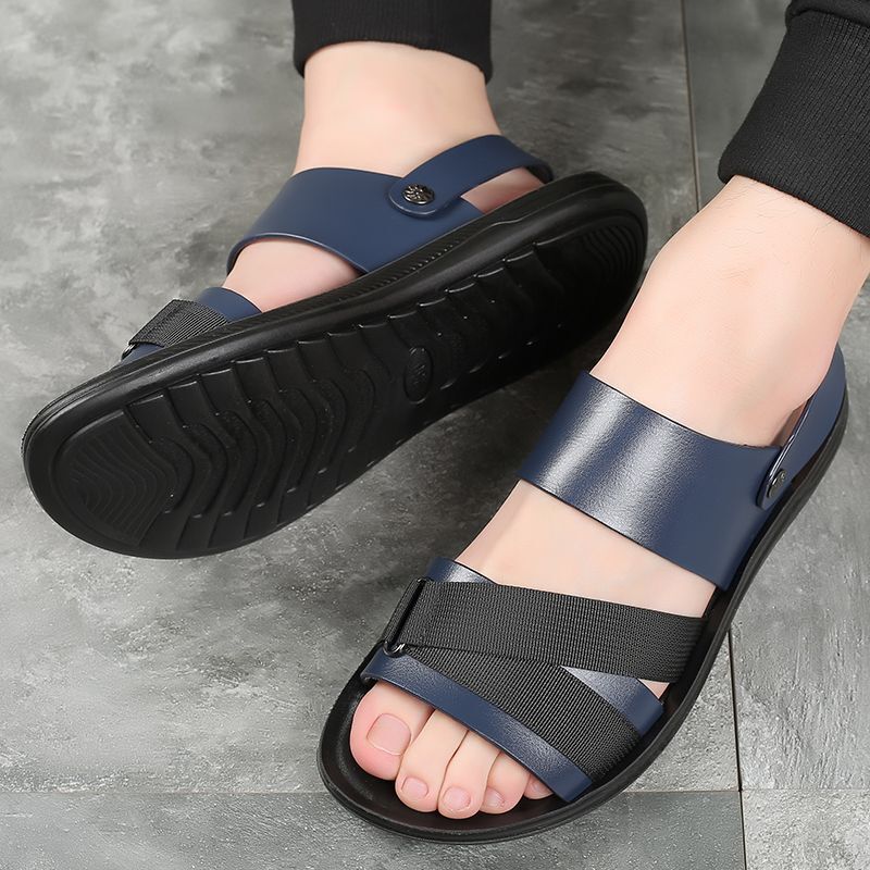 Men Microfiber Leather Sandals Casual Sports Summer Beach Shoes Home Slippers