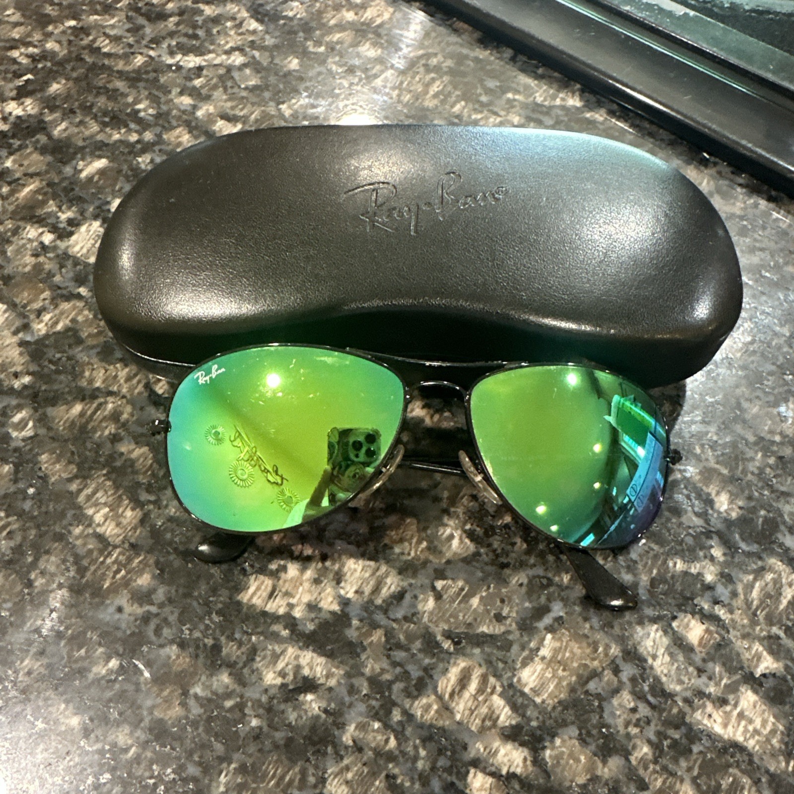 Ray-Ban Sunglasses Cockpit RB3362 002/4J Green Mirror Black Full Rim 59-14-135