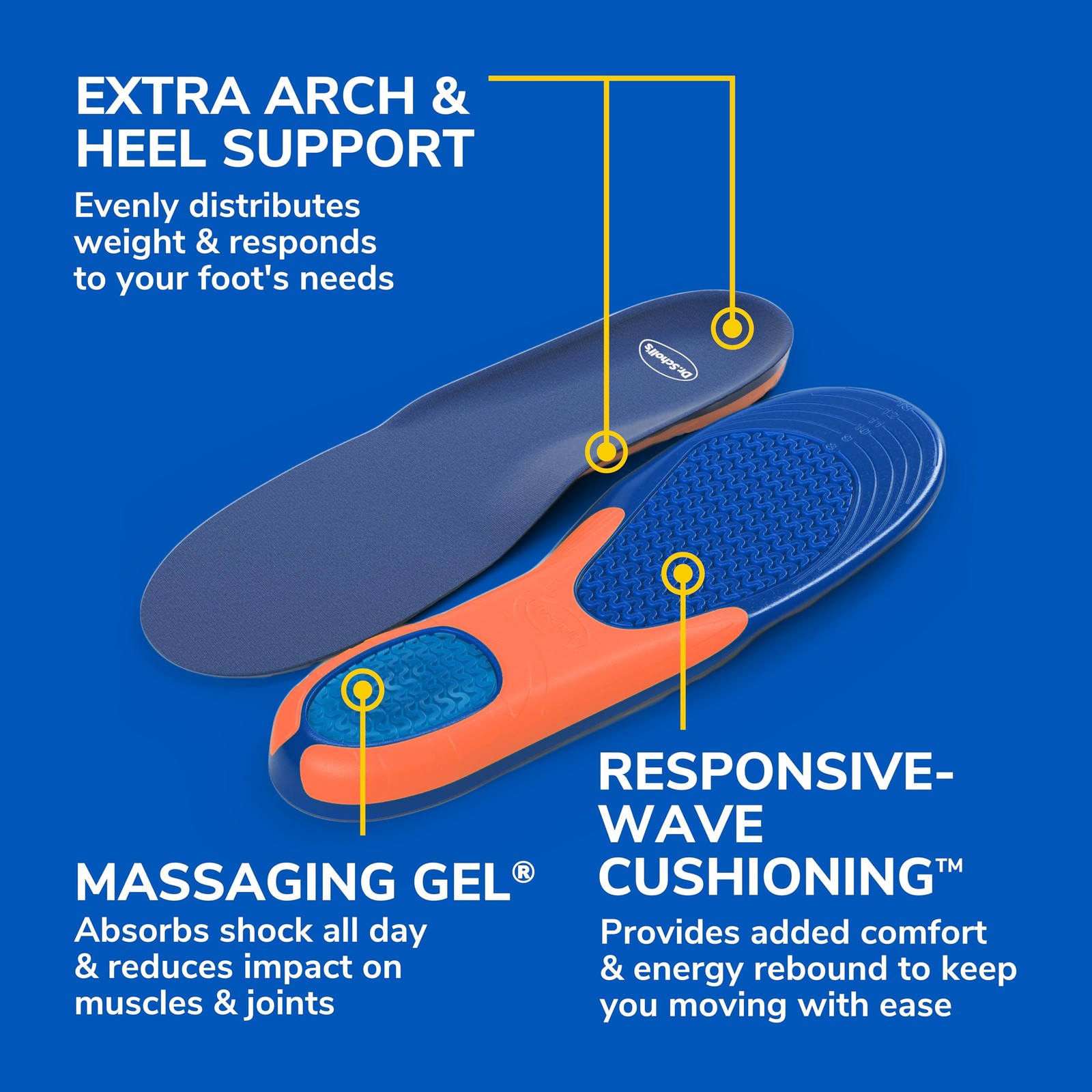 Dr. Scholl’s Extra Comfort Support Insoles Men, Size 8-14, 1 Pair All-Day