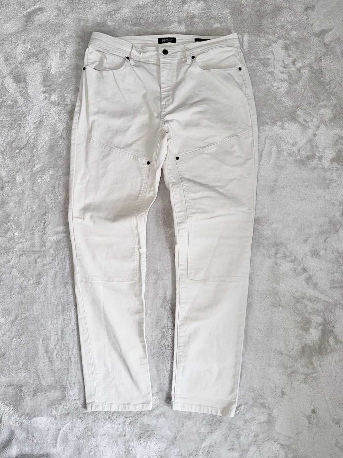 PROOF Huckberry Rover Double-Knee Work Pant Athletic Tapered Fit 34×32 In Salt