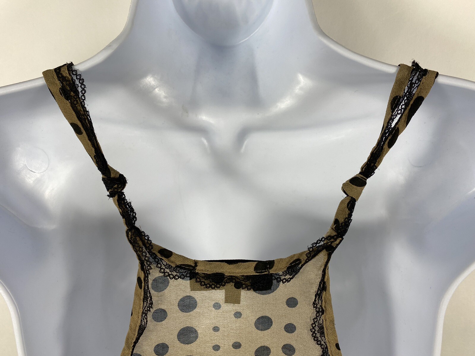 Vintage Sheer Polka Dot Lace Flowing Tank Top Twee Retro Hippie Boho Mod 90s Y2K