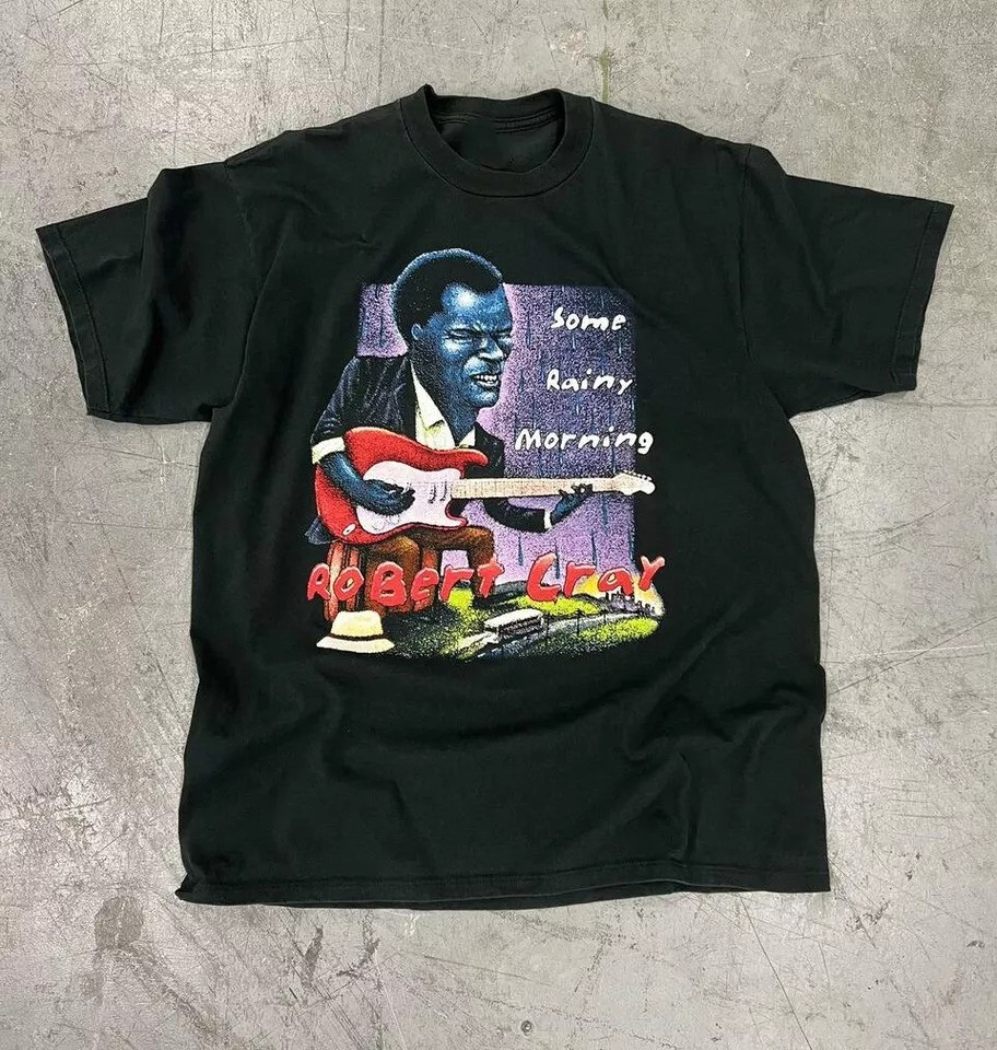 SALE Vtg The Robert Cray Band Some Rainy Morning Cotton Black Full Size Shirt