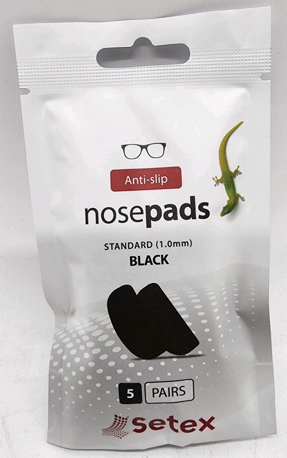 Setex Anti Slip Eyeglass Nose Pads Black 1.0mm 5 Pair Gecko Grip Glasses