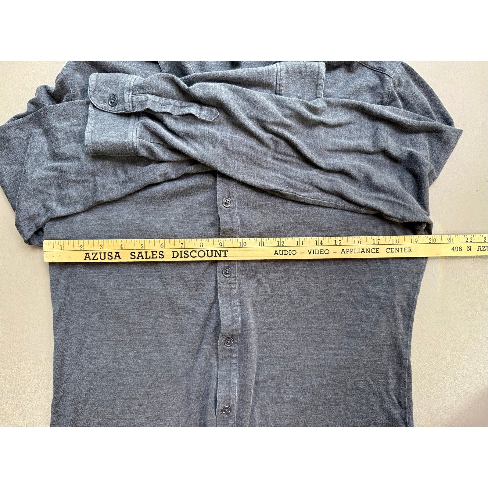John Varvatos Gray Knit Button Front Shirt Mens Medium Grunge Minimalist