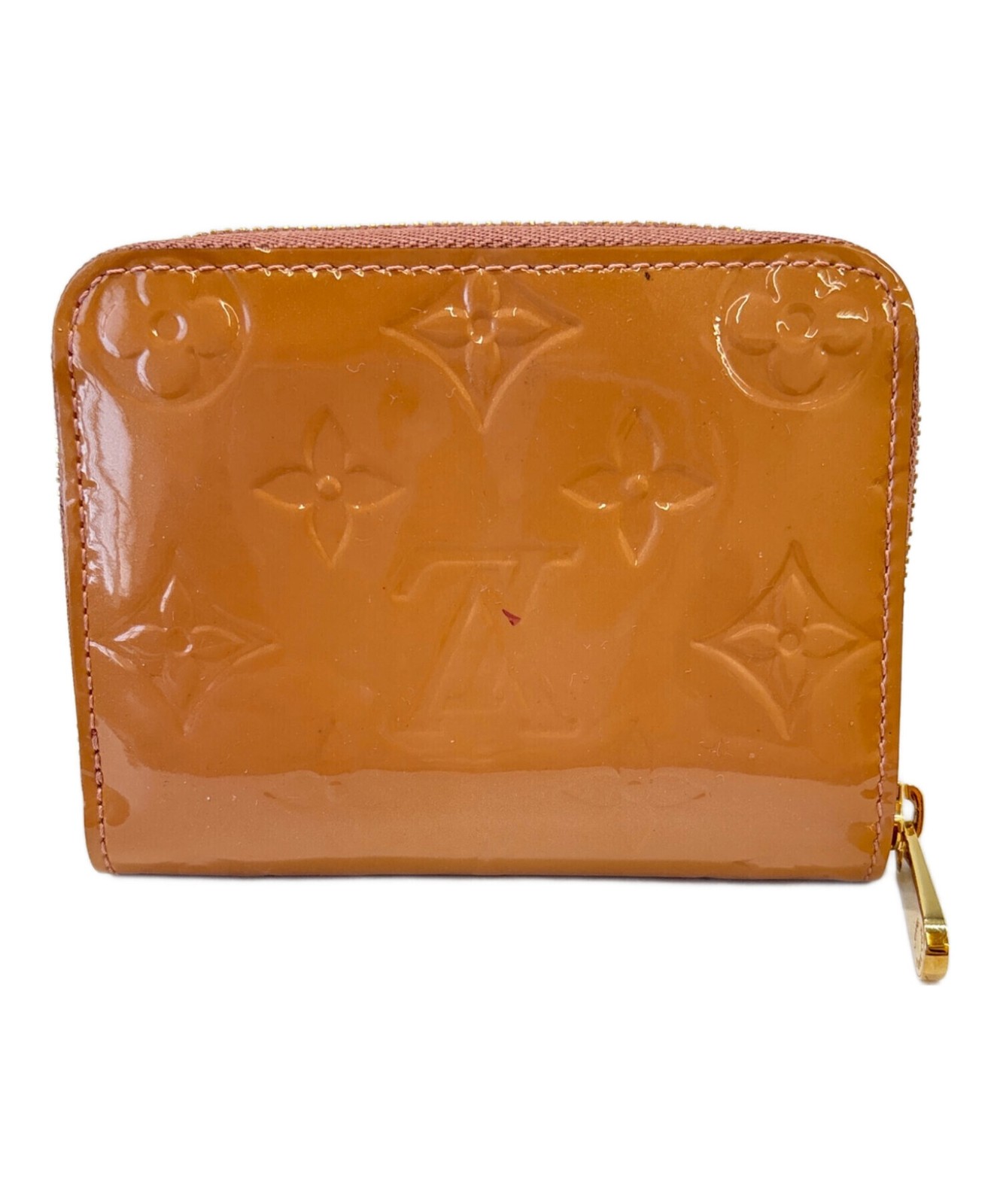 Louis Vuitton Vernis Beige Coin Case M91668 Monogram Zipper 4 Card Slots Auth