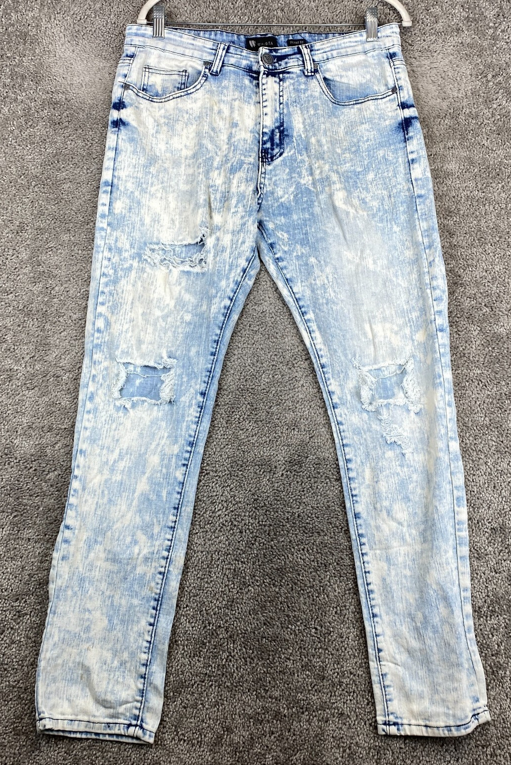 Waimea Skinny Fit Denim Jeans Men’s Size 32 x 32 (31) Blue Acid Wash Distressed