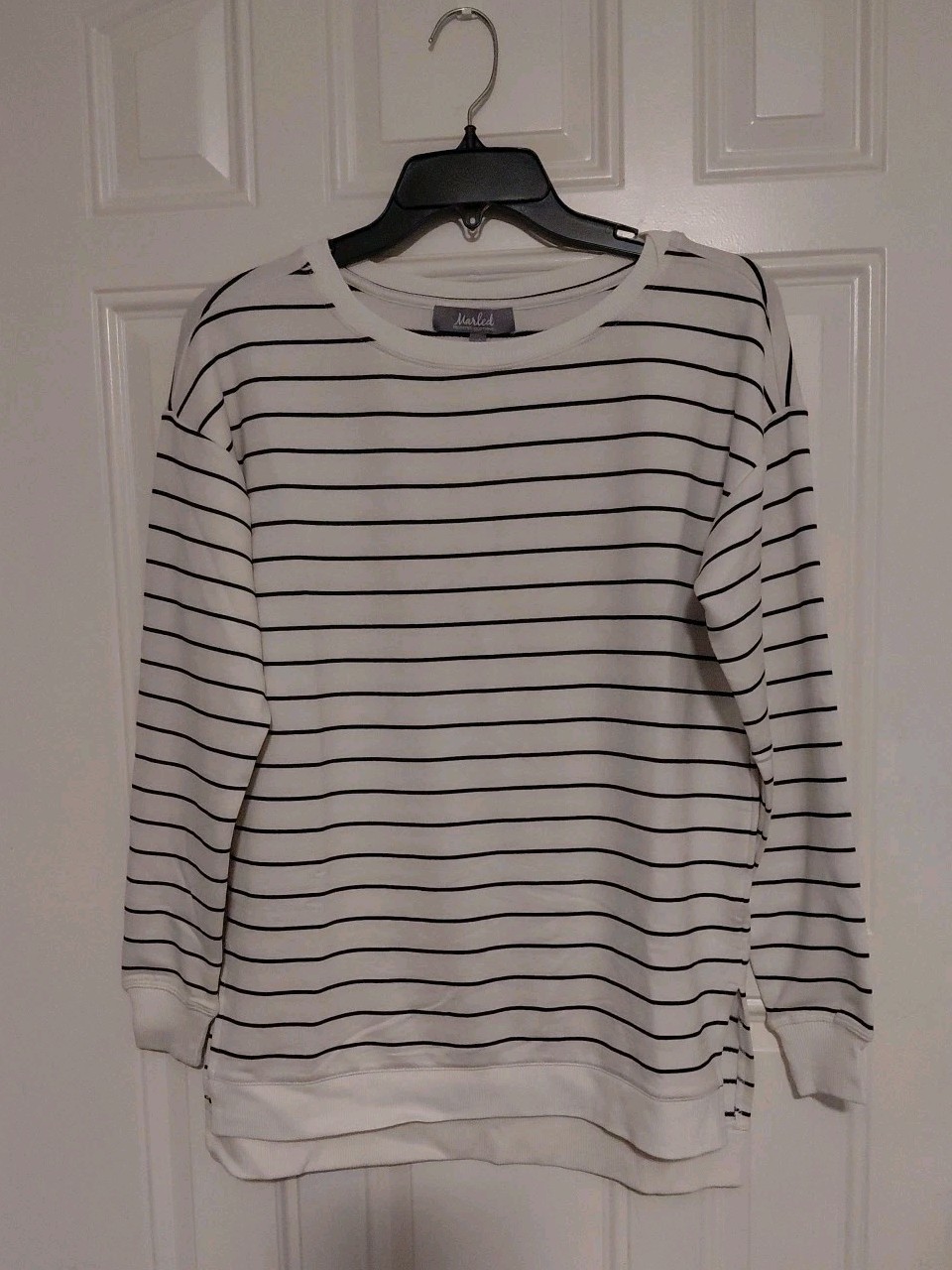 Ivory & Black Striped Pullover Marled by Reunited Clothing Oversized Fit