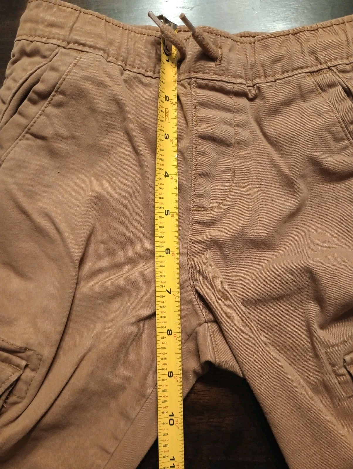 Old Navy Boys 5T Brown Cargo Pants Drawstring Elastic Waist Twill Cotton/Spandex