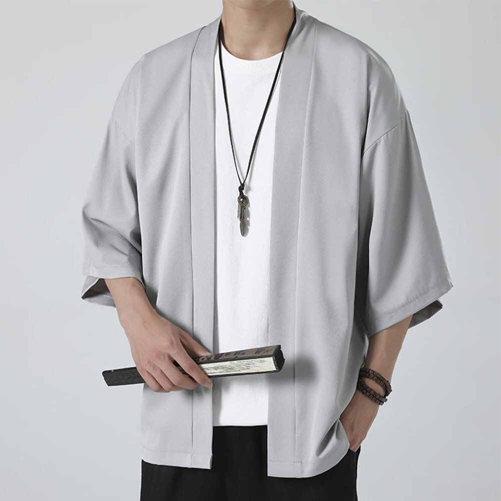 Comfy Fashion Shirt Jacket Yukata 3/4 Sleeve Cardigan Coat Japanese Kimono