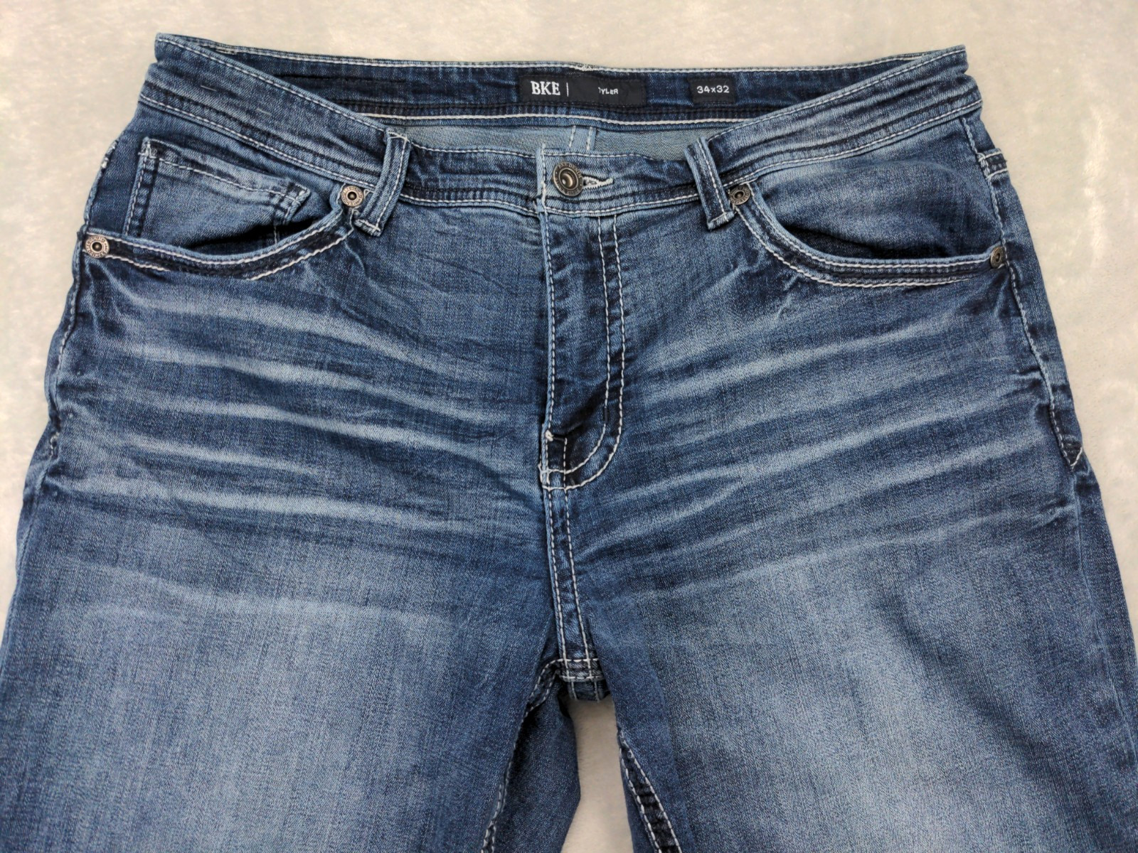Buckle BKE Tyler Jeans Men 34×32 Bootcut Whisker Stretch Cowboy Denim