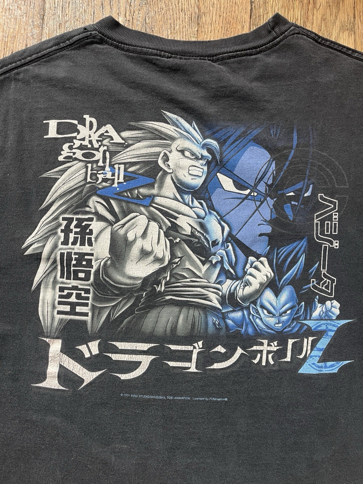 2001 Dragon Ball Z Goku Vegeta Trunks graphic Mens L Black Crew Neck Tee