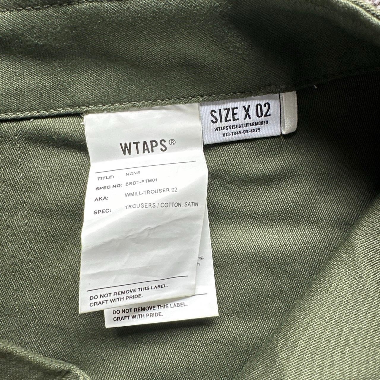 WTAPS Green Cotton Satin Military Pants Straight Leg Pockets Regular Fit 02