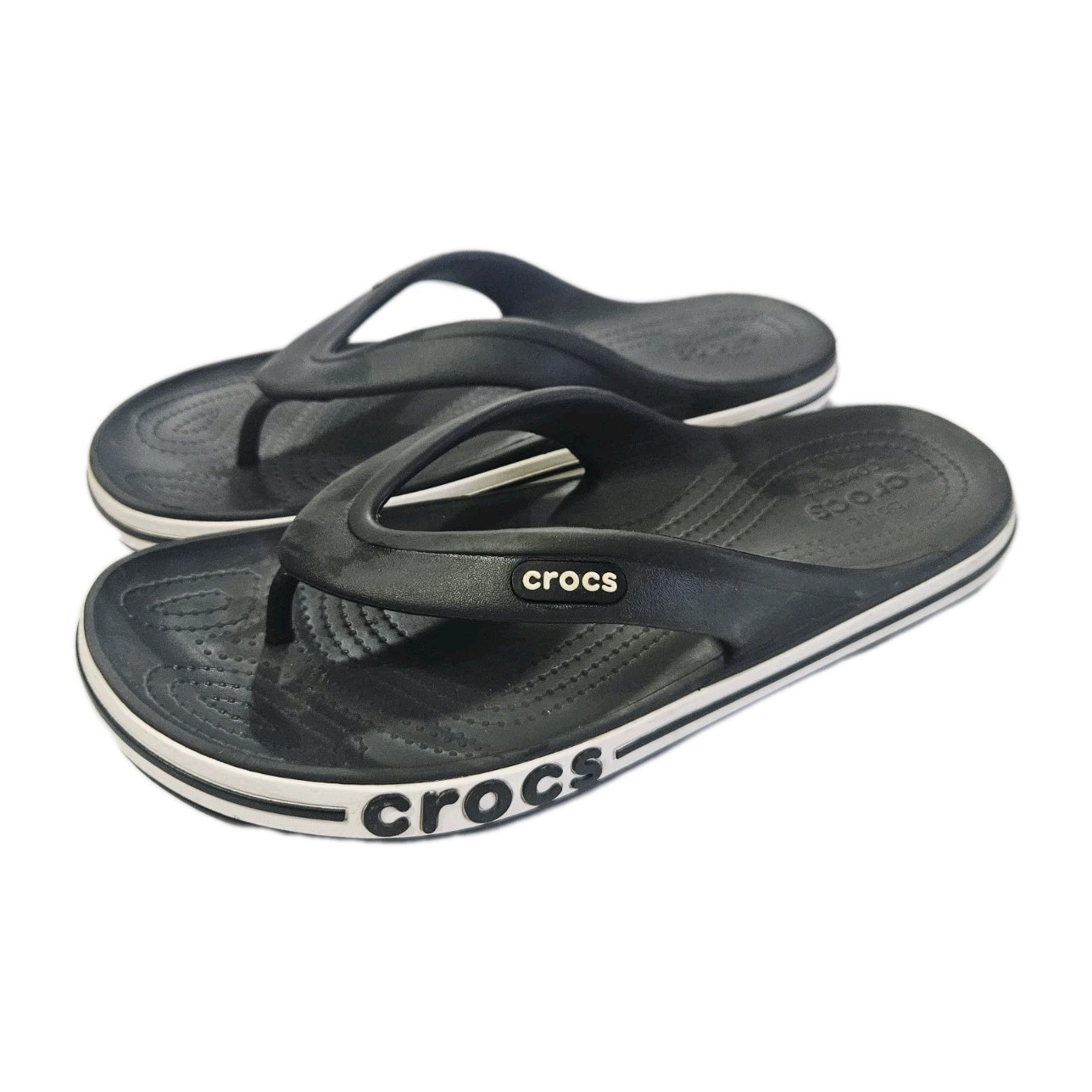 Crocs Unisex Bayaband Flip Sandals Black/White US Men’s 12 Women’s 10