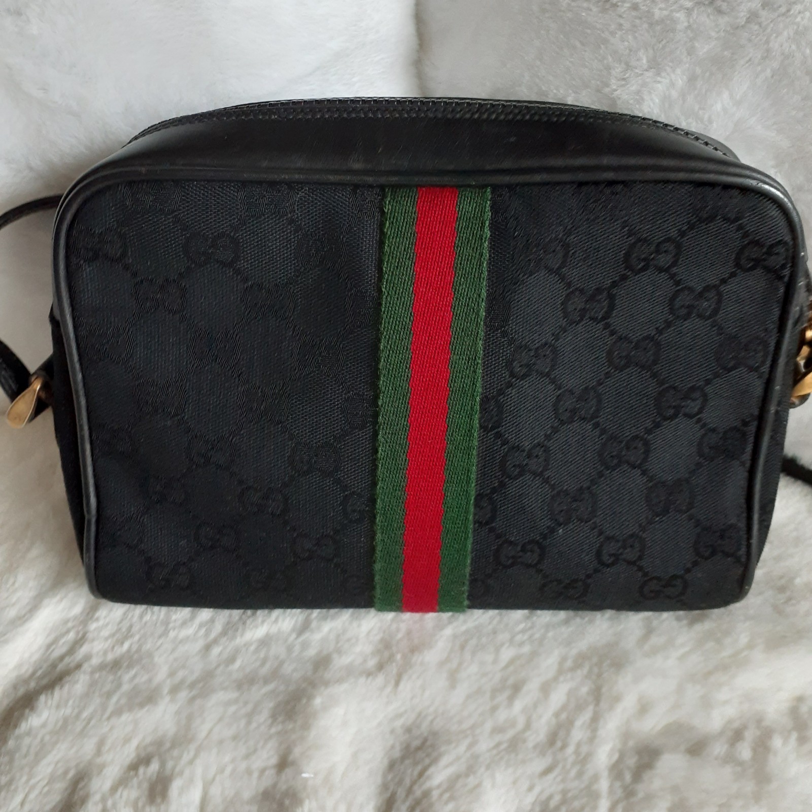 Vintage Designer Ophidia Gucci Crossbody Black W/ Web Sherry Line Pre-Owned Fair