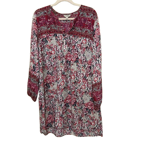 Lucky Brand Tunic Shift Dress Womens Large Floral Paisley Boho Peasant Festival