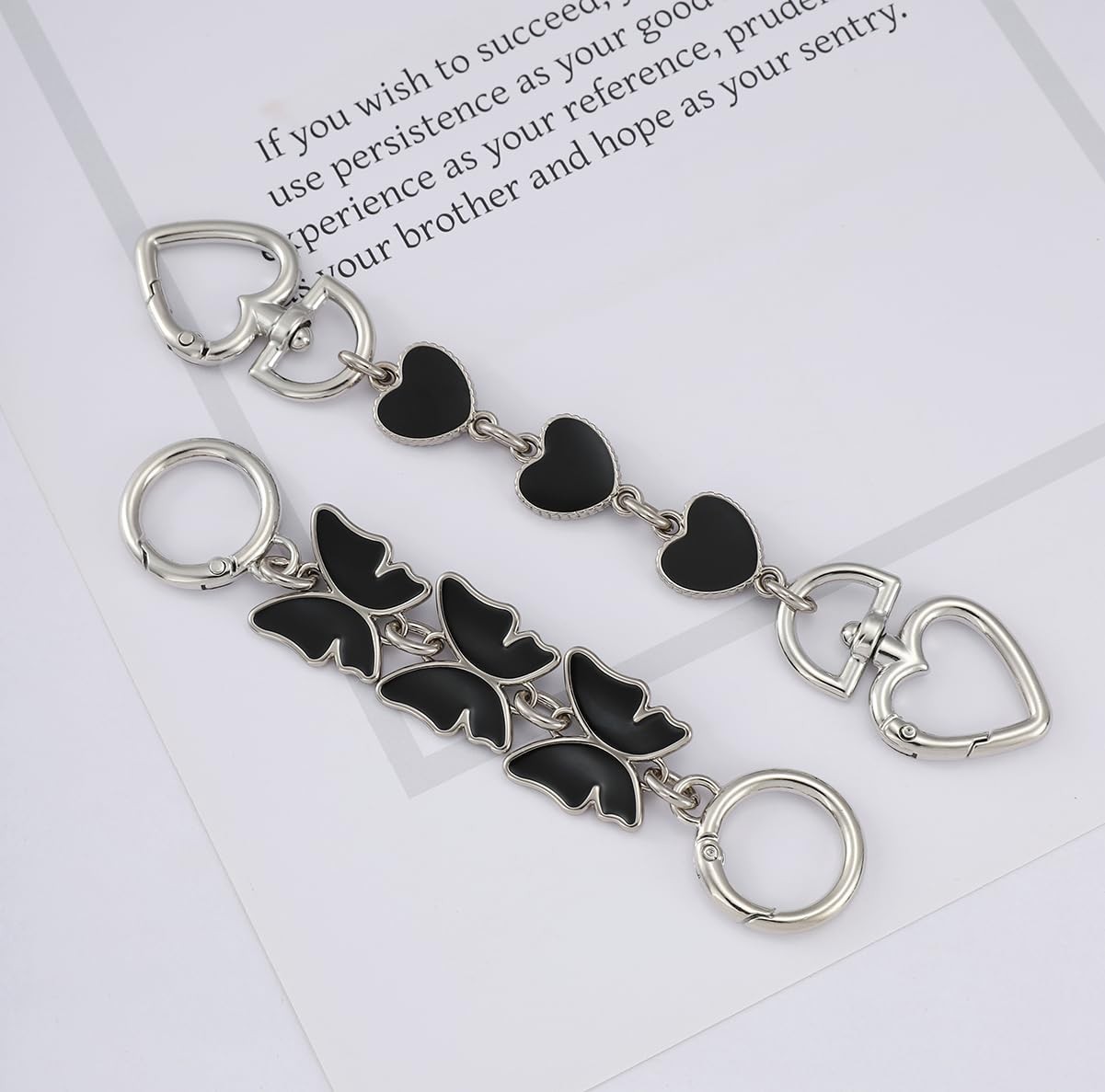 Heart: 17cm/6.69in, Butterfly: 13cm/5.12in, Silver Black(Heart/Butterfly)