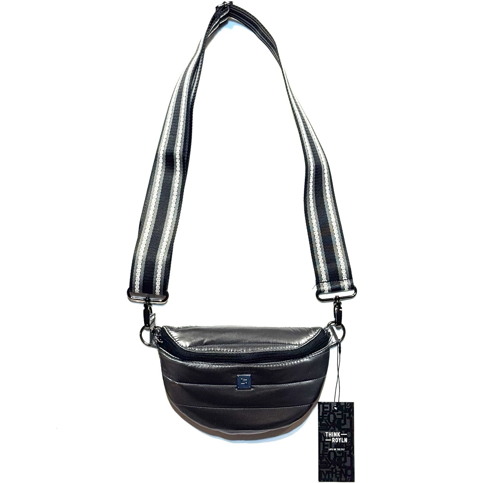 THINK ROYLN Shining Star Crossbody Waist Bag Liquid Charcoal Grey (MSRP $108)