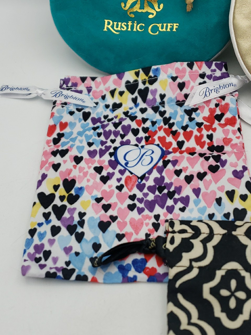 LOT OF 5 Brighton / Rustic Cuff Jewelry Dust Bags Drawstring Multicolor BAG ONLY