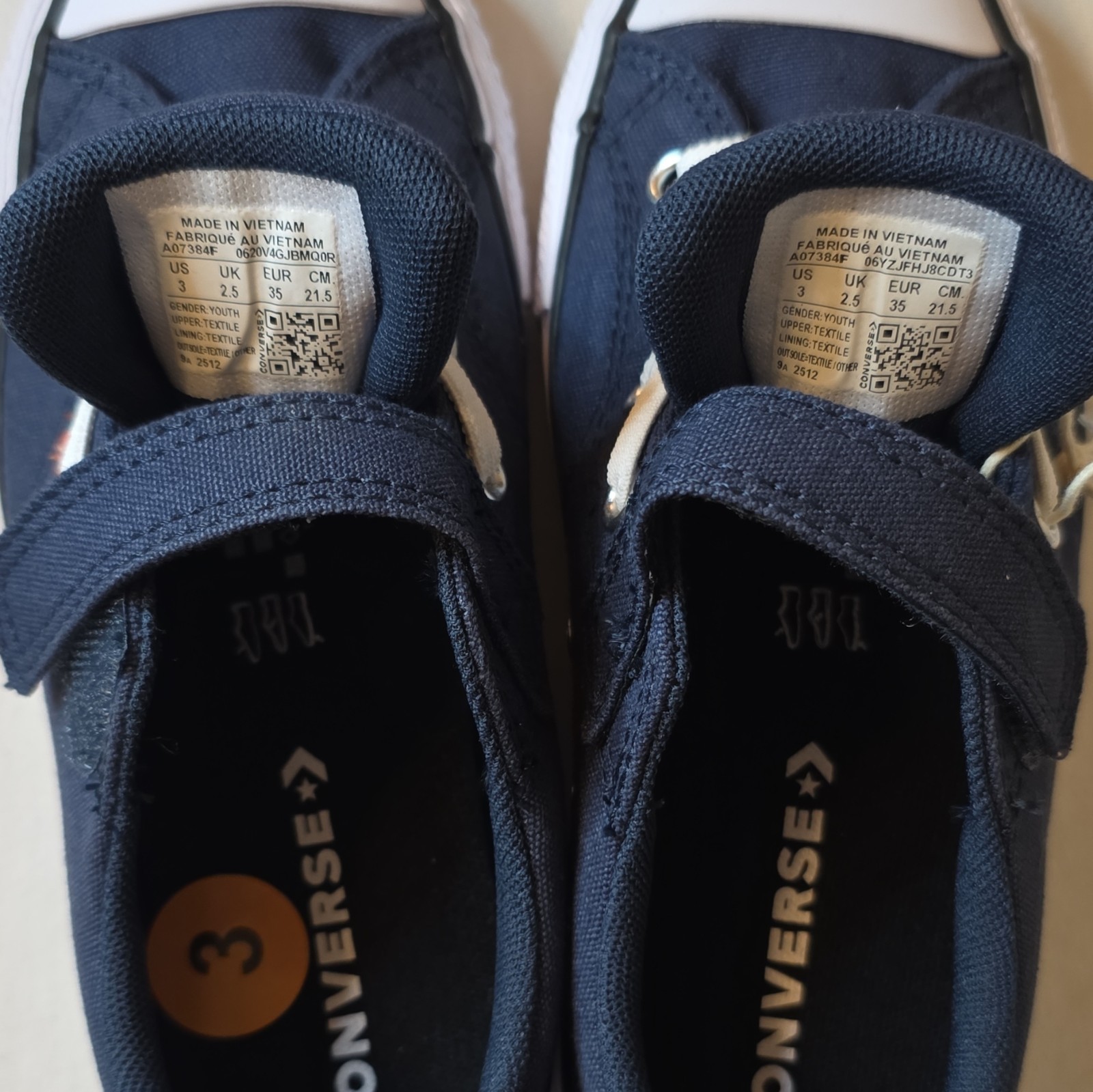 Converse All Star Blue/White Hook & Loop Low Top Sneakers Unisex Kids US 3