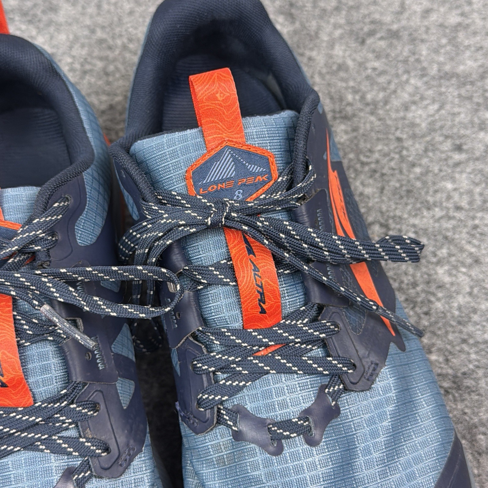 Altra Lone Peak Trail Running Shoes Mens 11.5 Blue Orange Zero Drop Hiking