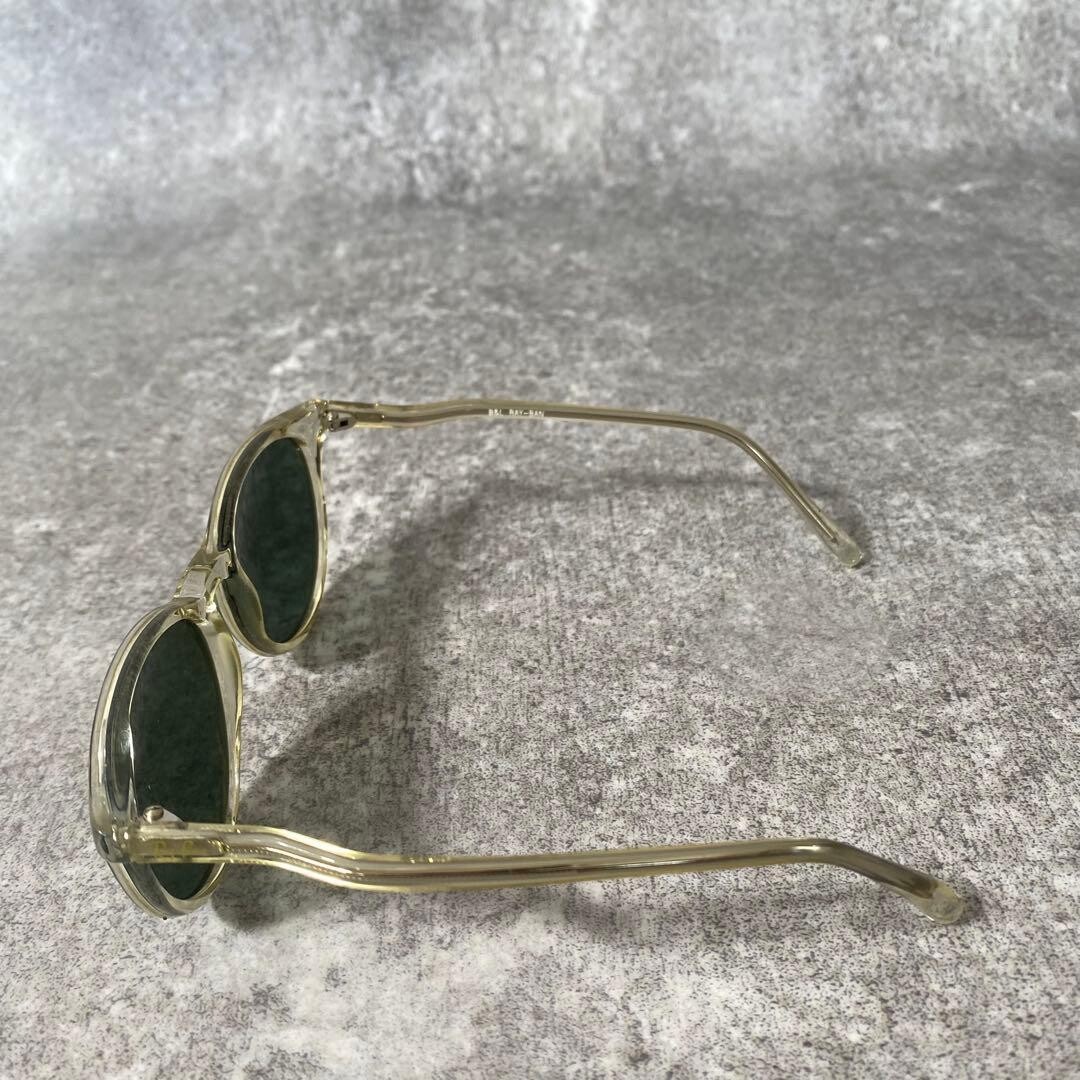 Ray Ban Bausch Lomb Clear Frame Round Sunglasses Vintage 1990s Green Lens B&L