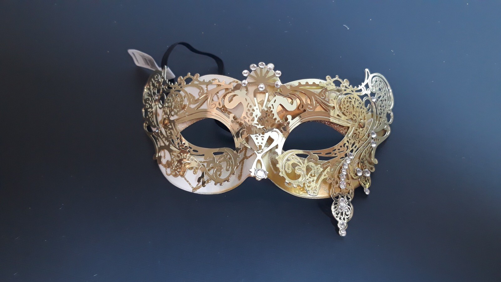 Masquerade Woman’s Eye Mask Light Metal Design With Rhinestones Gold