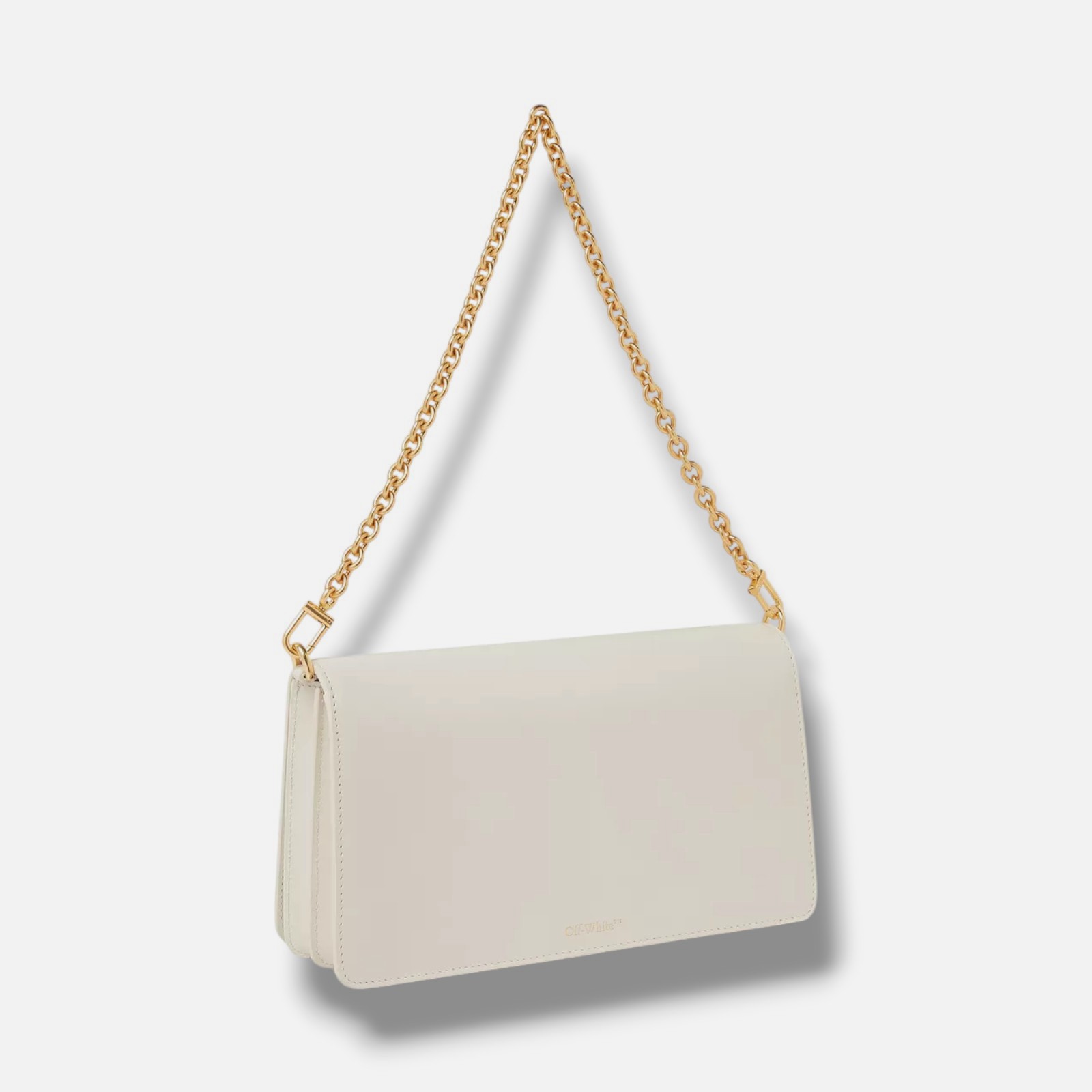 Off-White Women Ivory Jitney 1.7 Leather Chain Crossbody Shoulder Purse Hand Bag