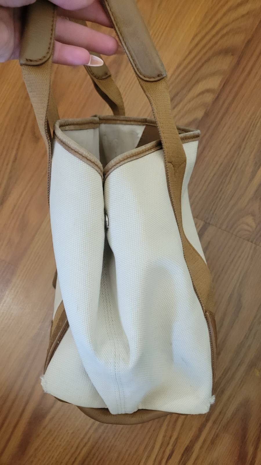 Balenciaga Navy Cabas Tote One Size Beige/Brown Canvas/Leather