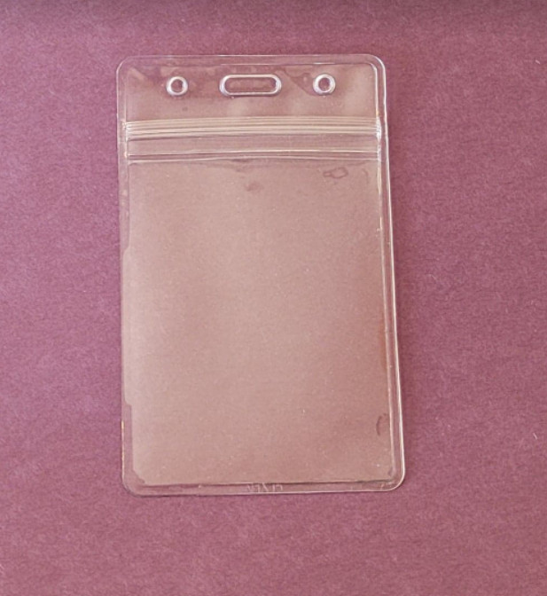 5 ID Badge Card Holder VERTICAL Clear Vinyl Zip Lock Waterproof