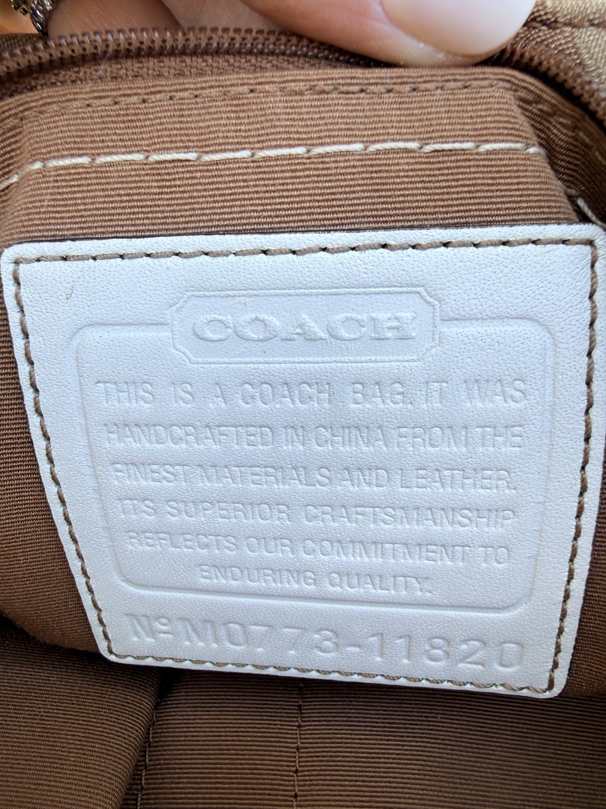 Vintage Coach Hamptons Madeline Tote Signature Canvas Cream Leather Purse Bag
