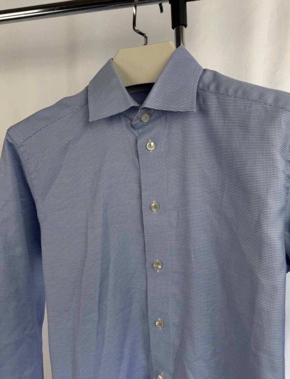Eton Blue Dress Shirt Men’s Button Up Formal Business Office Luxury Size:М