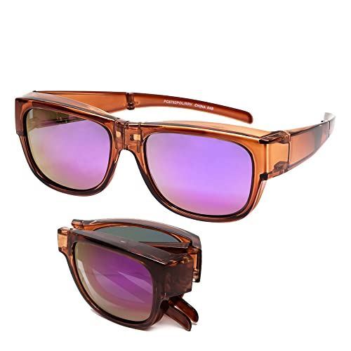 Calabria 8752 FOLDING Fitover Polarized Sunglasses Med/Large Amber/Violet Mirror