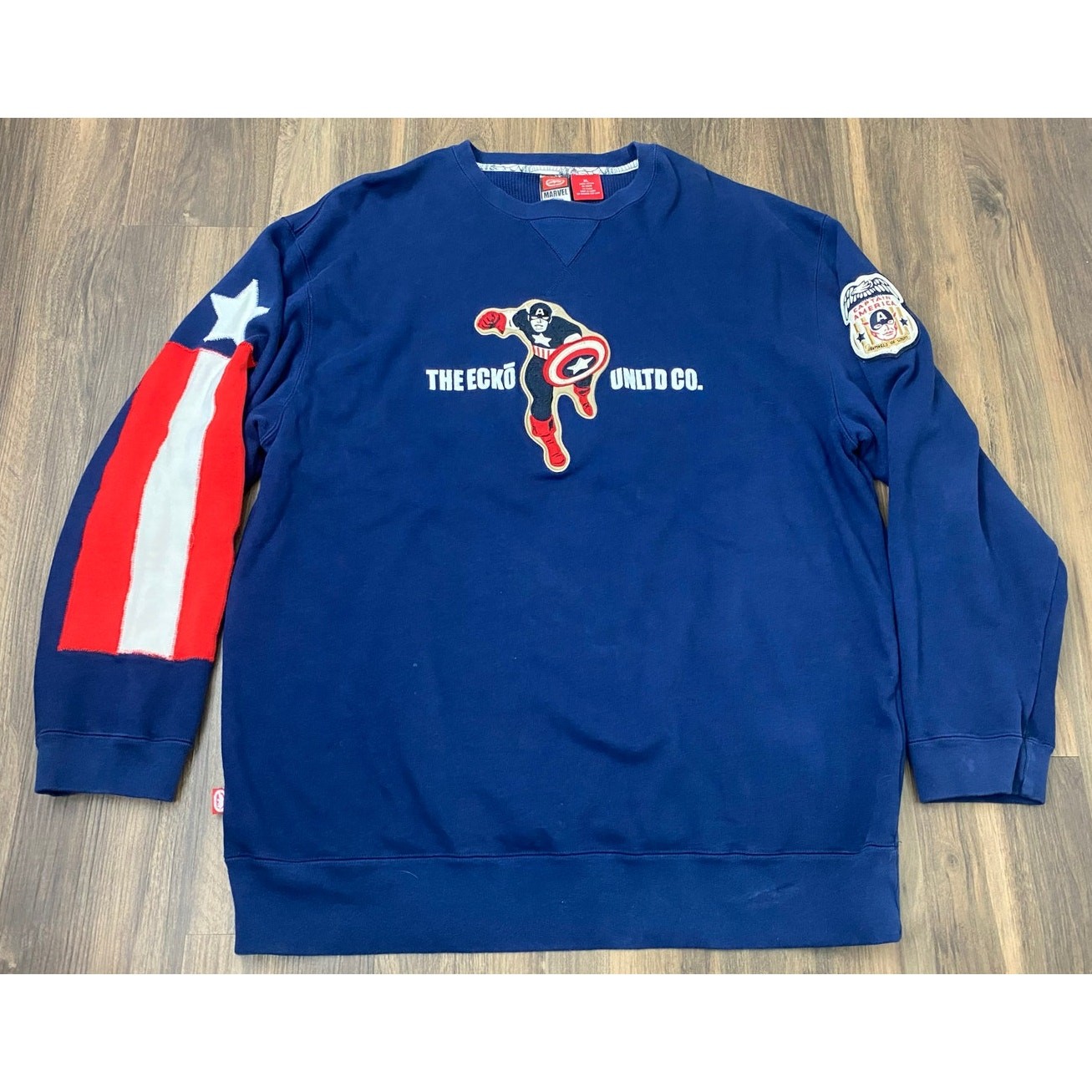 RARE Ecko x Marvel Captain America heavyweight graphic pullover sweatshirt XL