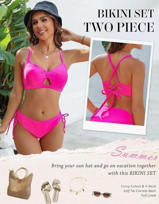 Blooming Jelly Womens Bikini Sets Cheeky Two Piece Swimsuit Size L NWT