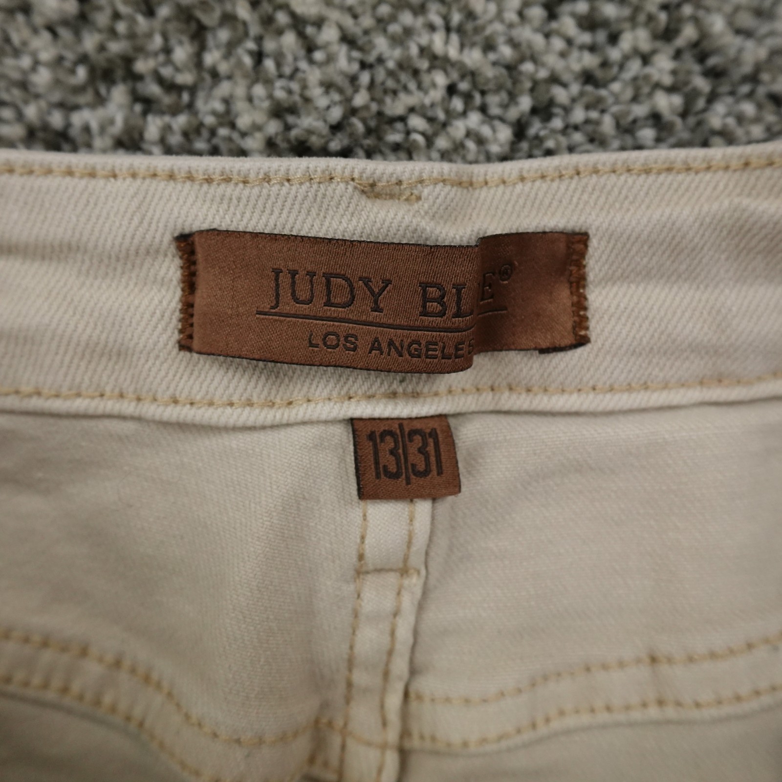 Judy Blue Jeans Womens 13 Beige Denim Trouser Pants High Rise Flare Bell Stretch