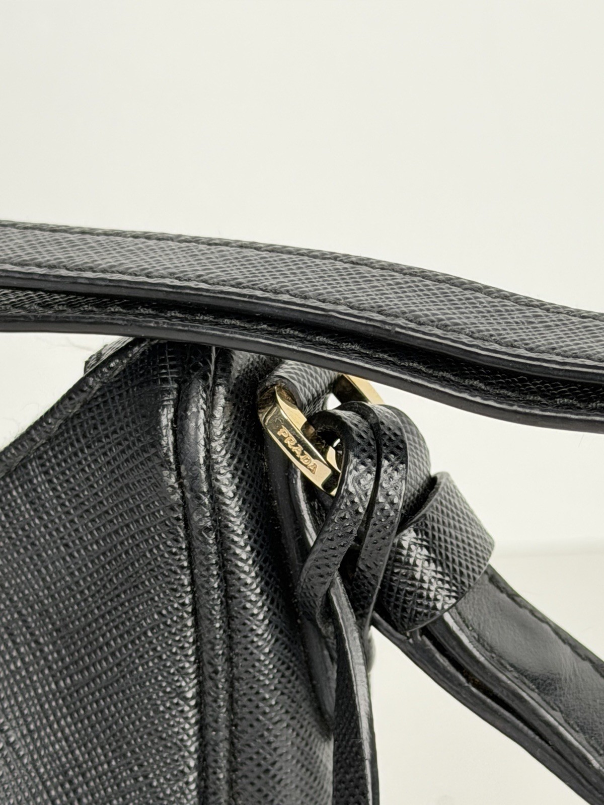 Prada Re-Edition 2005 Saffiano Leather Mini Bag in Black with Key Ring D-3